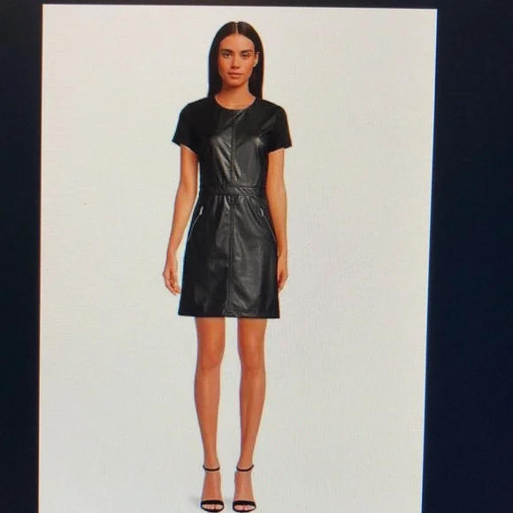 green emerald velvet dress LEATHER SHIFT DRESS | Black | Women | KARL LAGERFELD